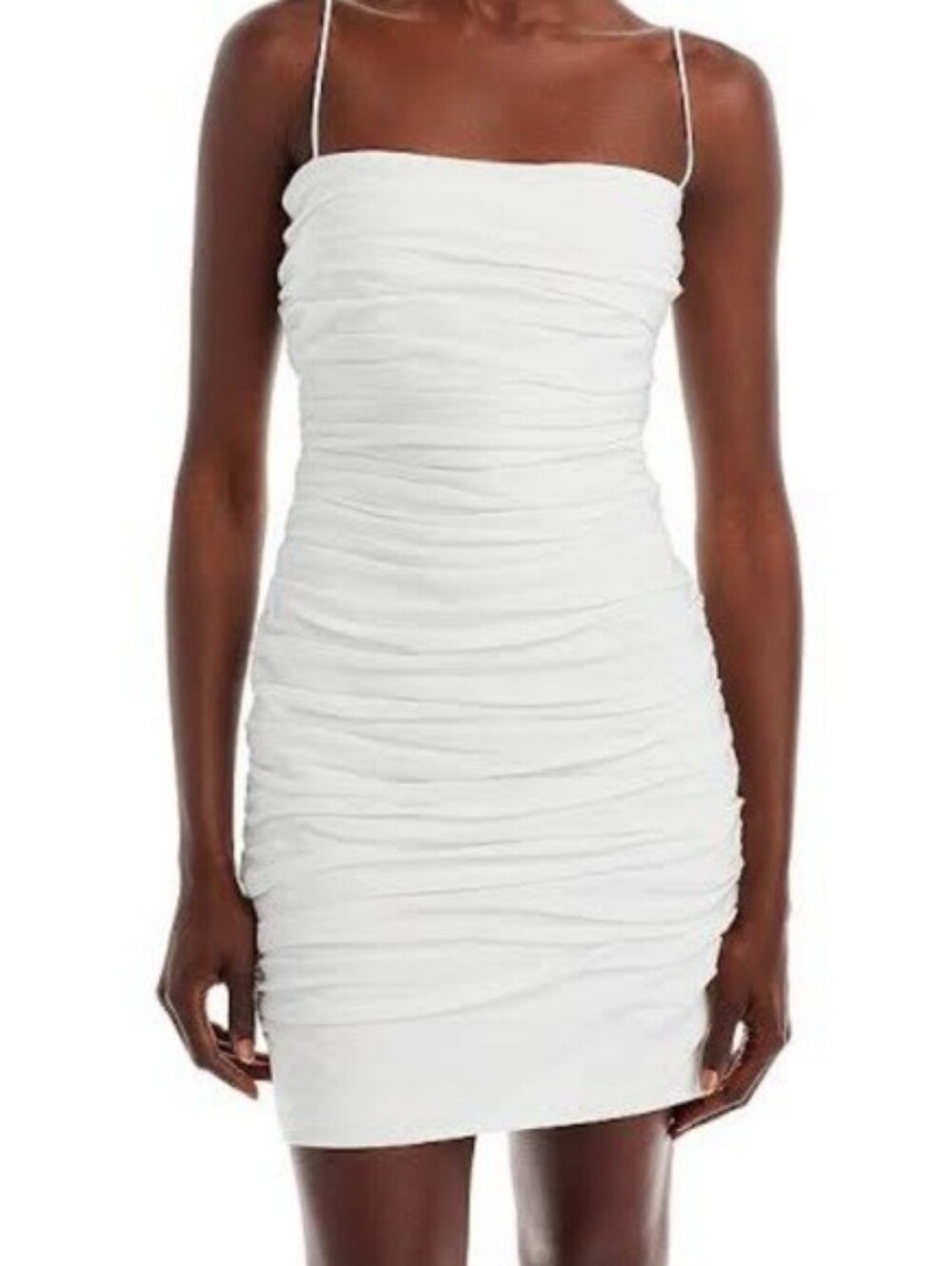 Cinq A Sept Vance Ruched White Bodycon Bridal  Bachelorette Mini Dress Size 6